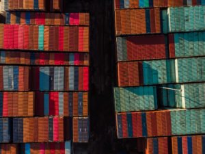 aerial view of shipping yard