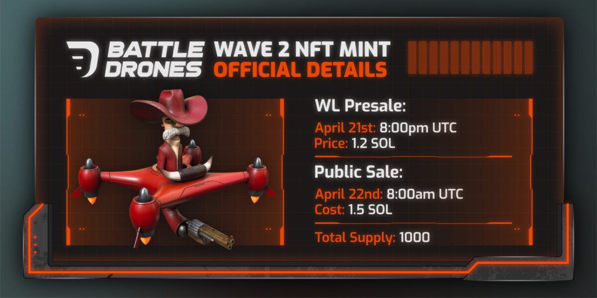 Battle Drones Limited 1000 NFTs’ Sale To Begin April 21