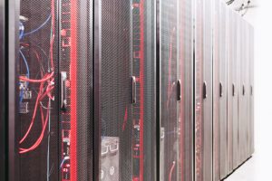 System with various wires managing access to centralized resource of server in data center
