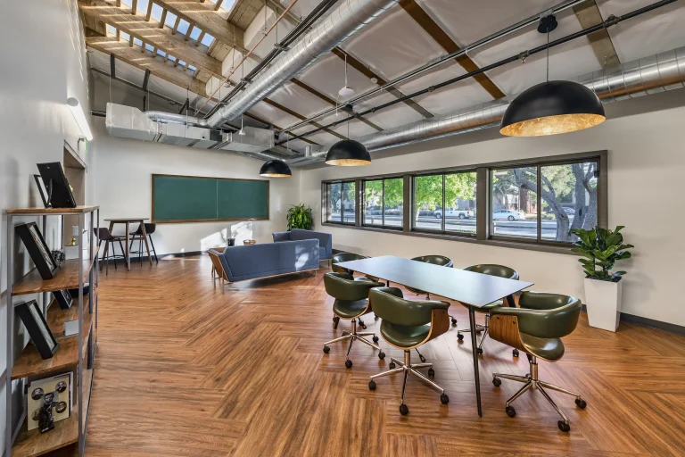 An empty Robinhood office meeting area, shown for illustration