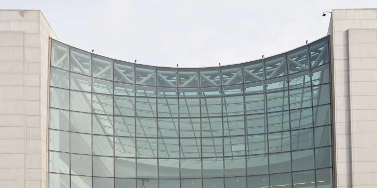Glass facade at the SEC headquarters
